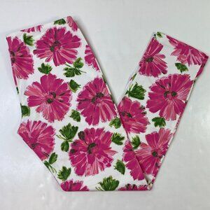 Women's Taglia White Floral Size 38 Straight Leg Zipper Front Slit Narrow Ankle